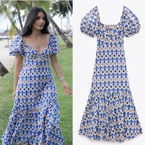NWT Zara Printed Midi Dress - 3139/725